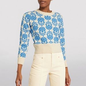 Sandro Cropped Flower Sweater. Size 1 (small)